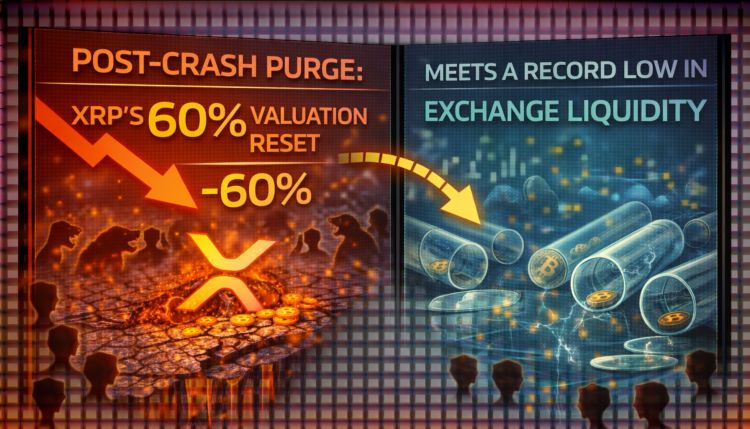 Post-Crash Purge: XRP’s 60% Valuation Reset Meets a Record Low in Exchange Liquidity